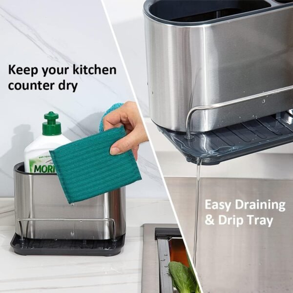 Stainless Steel Sink Caddy Organizer Rack Holder Kitchen Sponge Stand (1 Pc)
