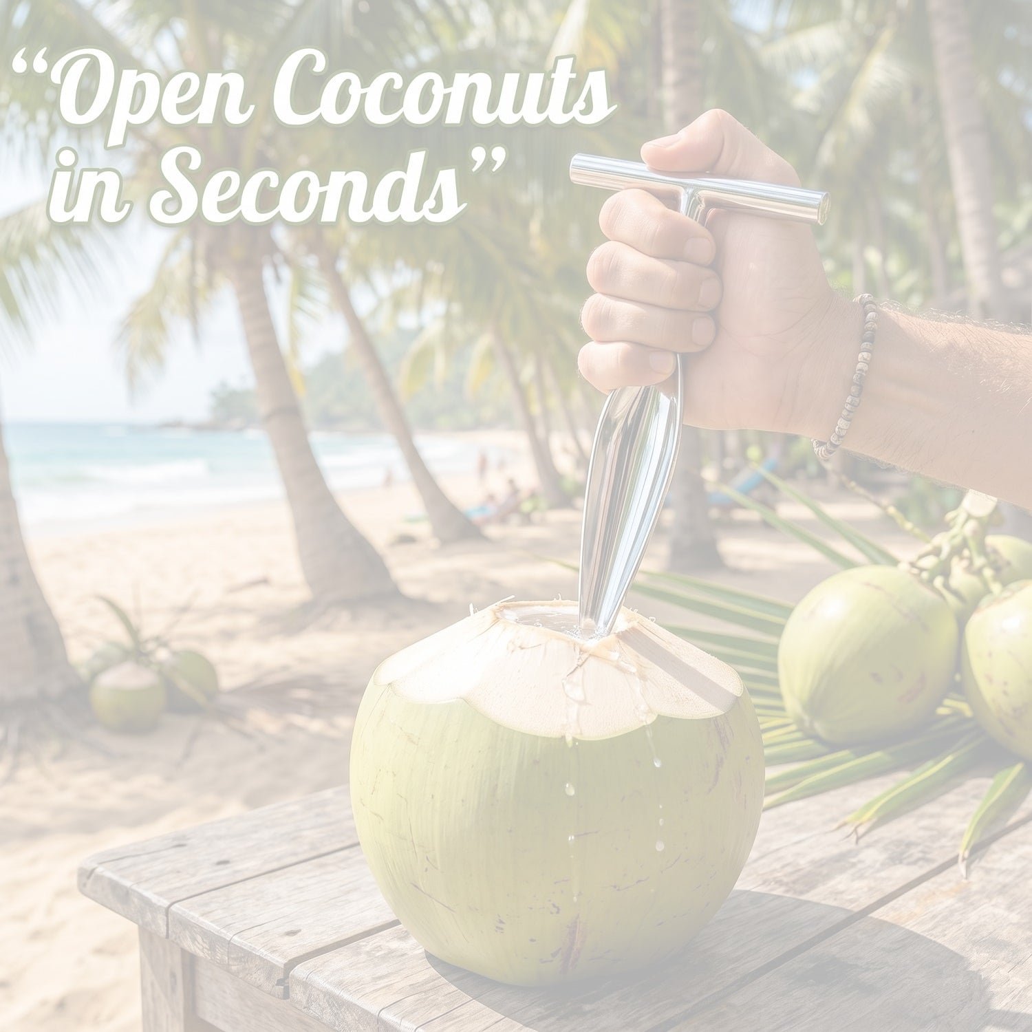 Coconut Breaker – Stainless Steel with Comfortable T-Handle Grip