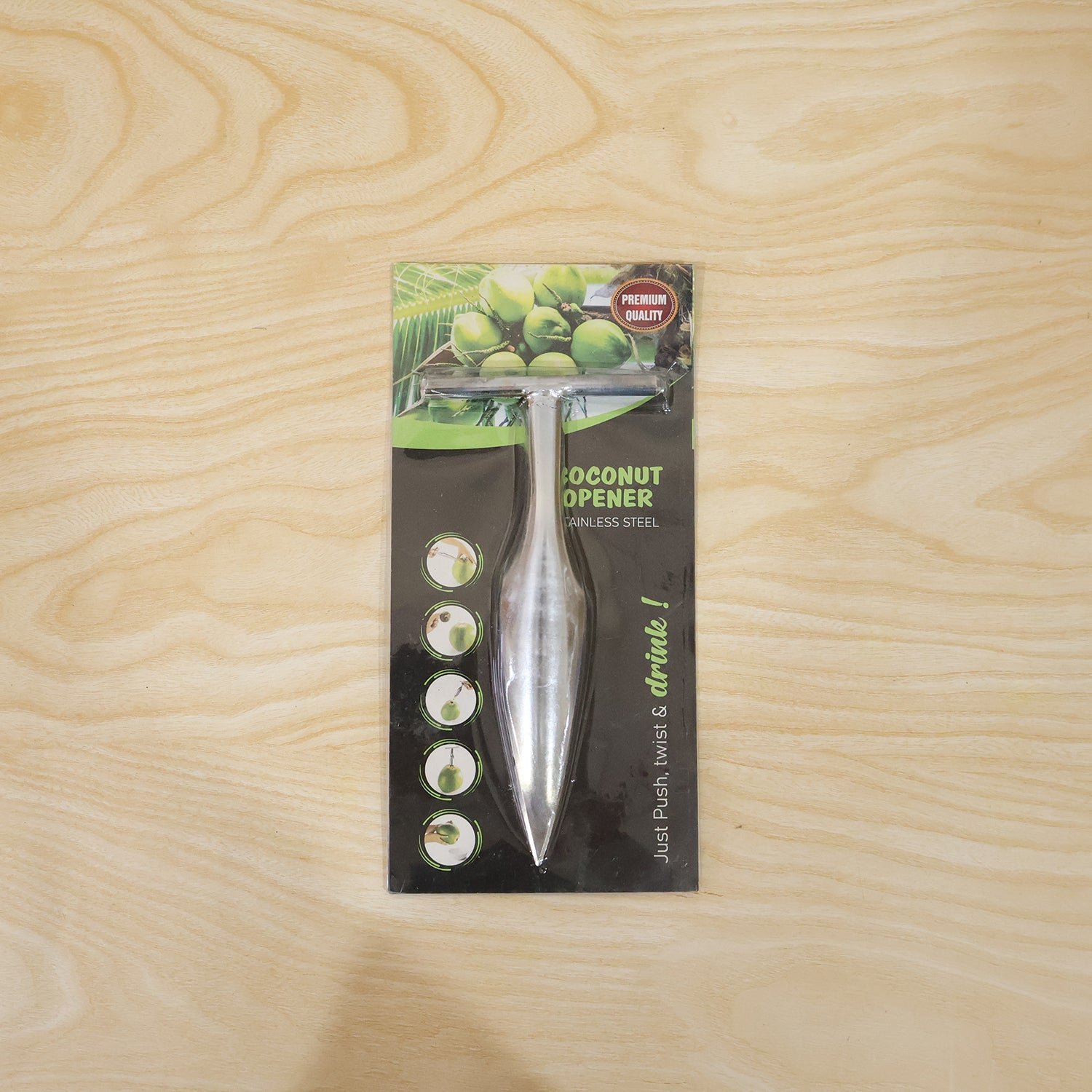 Coconut Breaker – Stainless Steel with Comfortable T-Handle Grip