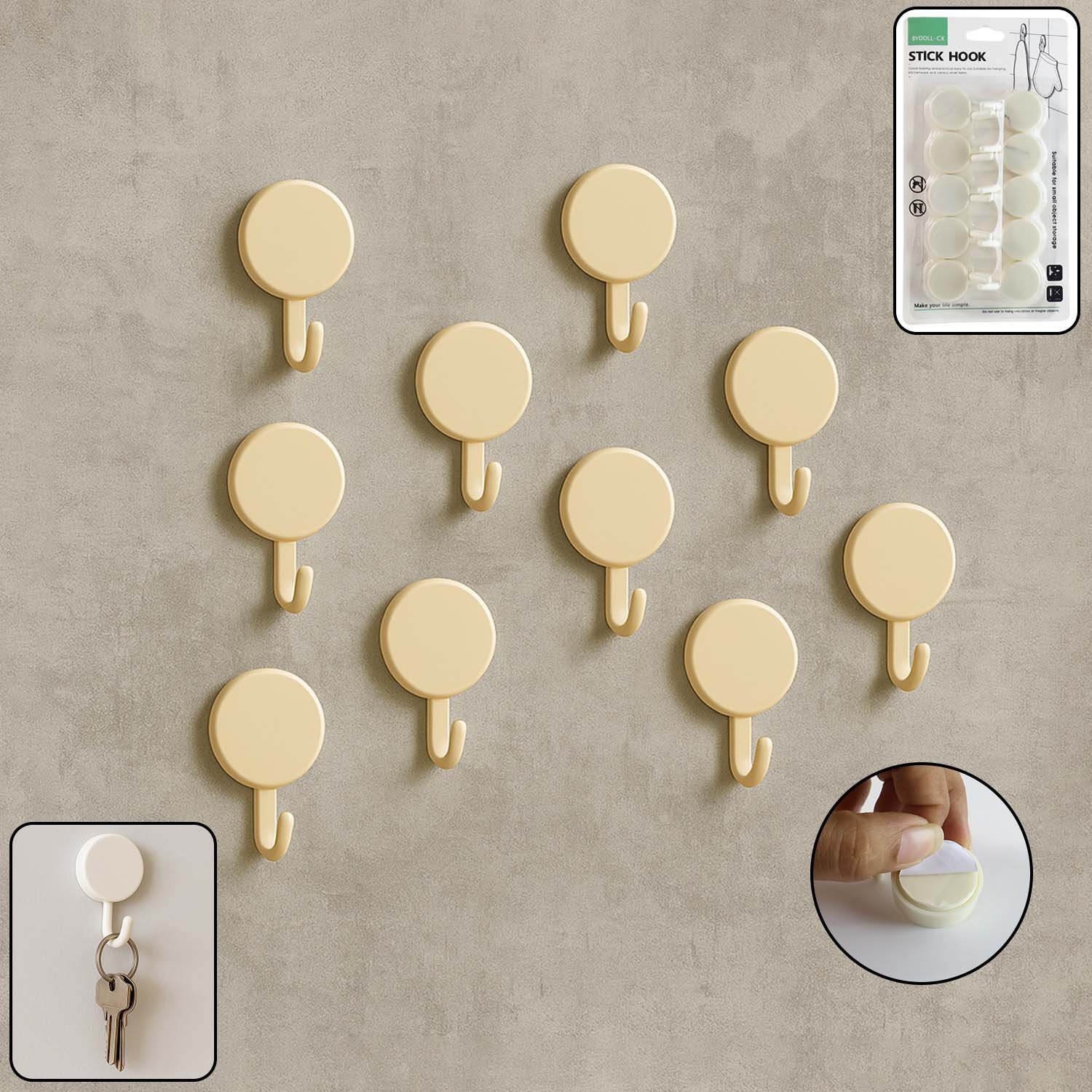 StickHook-WOSKU-01 Self Adhesive Wall Hooks – No Drill, Strong Hold 10 Pack