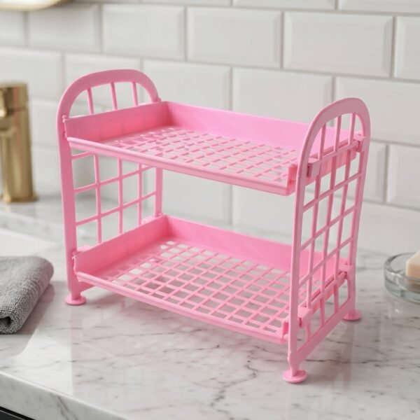 Small Plastic Storage Rack – Space-Saving 2-Tier Organizer