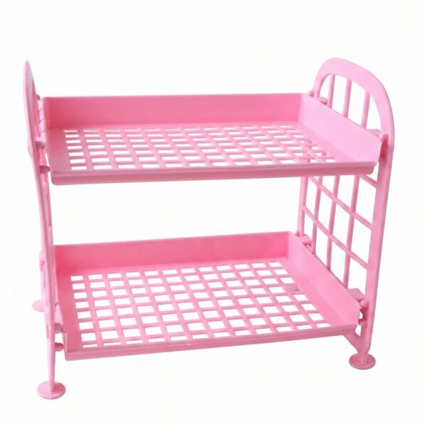 Small Plastic Storage Rack – Space-Saving 2-Tier Organizer