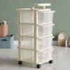 4-Tier Plastic Storage Trolley with Wheels, Rolling Drawer Organizer Cart (1 Pc)