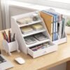 Multifunctional Desk Organizer Storage Cabinet with Drawer File Rack (1 Set)