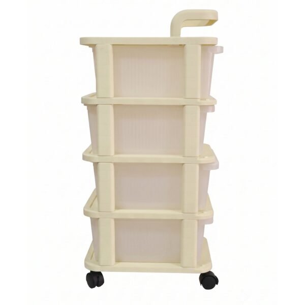 4-Tier Plastic Storage Trolley with Wheels, Rolling Drawer Organizer Cart (1 Pc)