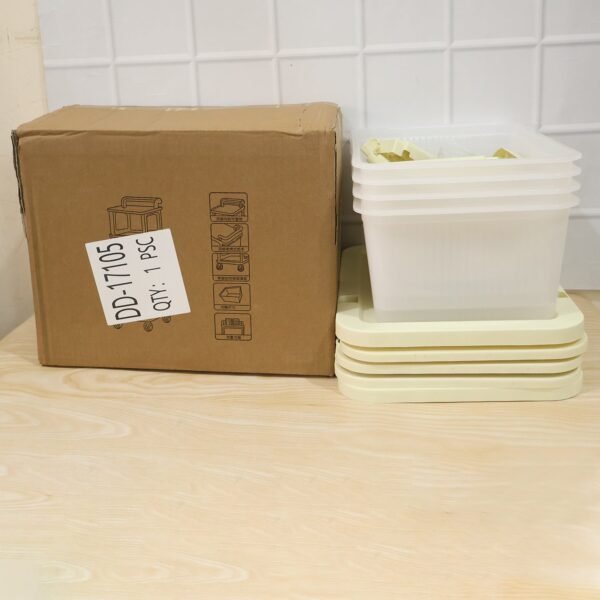 4-Tier Plastic Storage Trolley with Wheels, Rolling Drawer Organizer Cart (1 Pc)