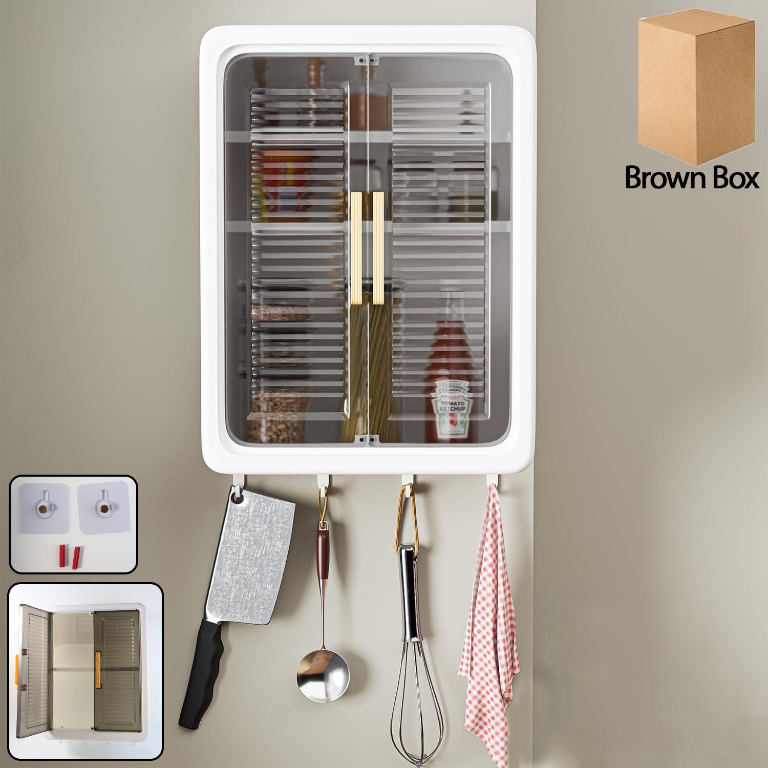 Wall-Mounted Kitchen Storage Cabinet – Spacious with Sliding Doors