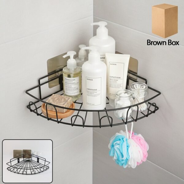 StorageOrganizer-WOSKU-01 Wall-Mounted Corner Bathroom Storage Rack – Space-Saving Organizer