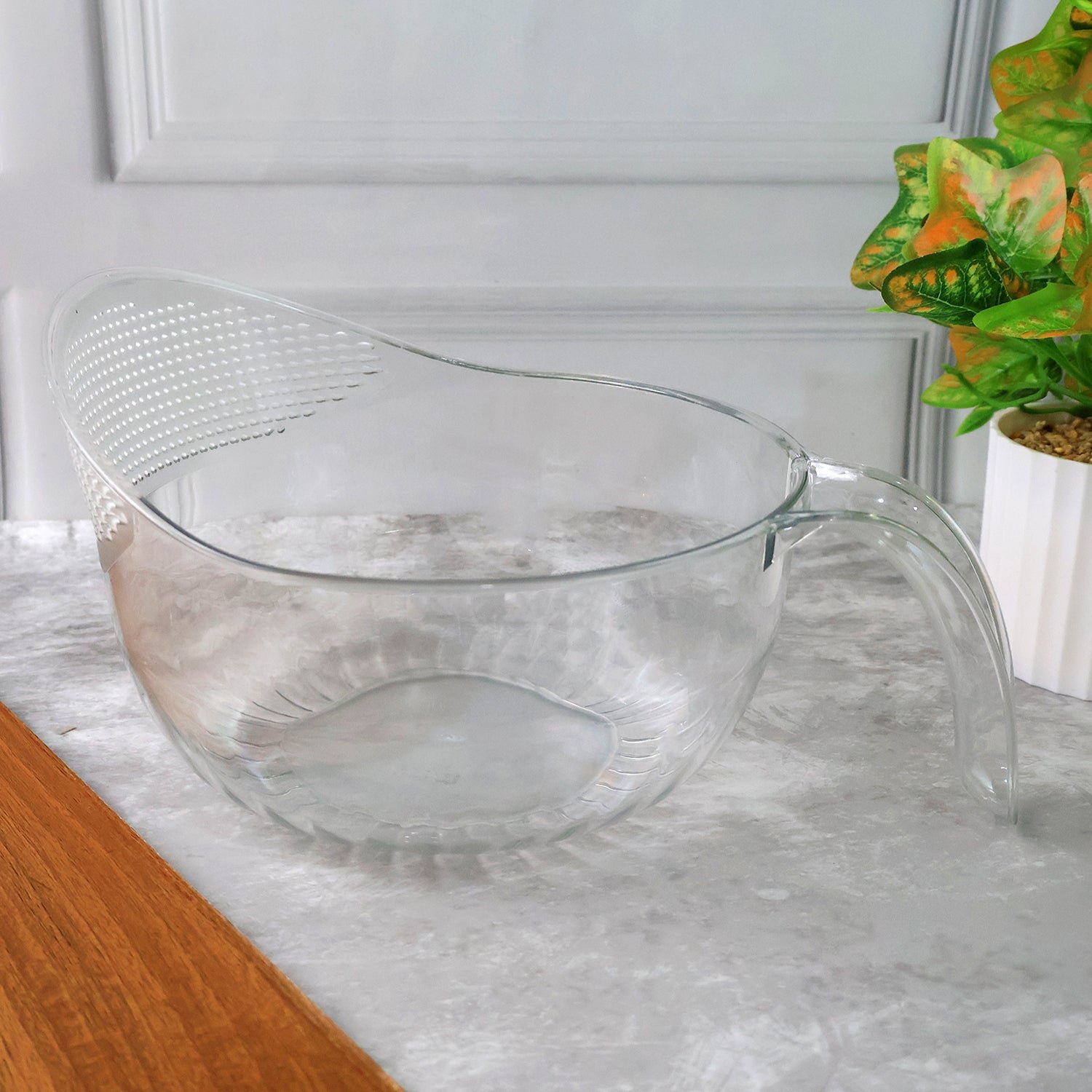 Transparent Plastic Bowl with Handle – Large Multipurpose Kitchen Basket