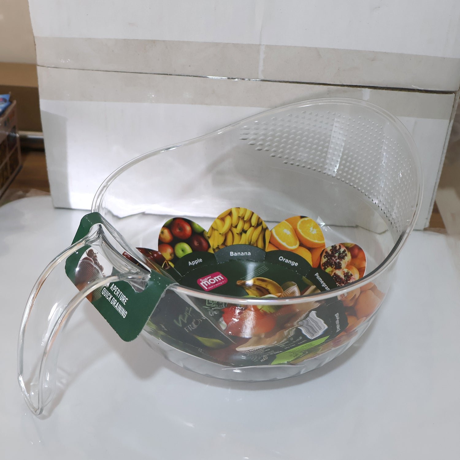 Transparent Plastic Bowl with Handle – Large Multipurpose Kitchen Basket
