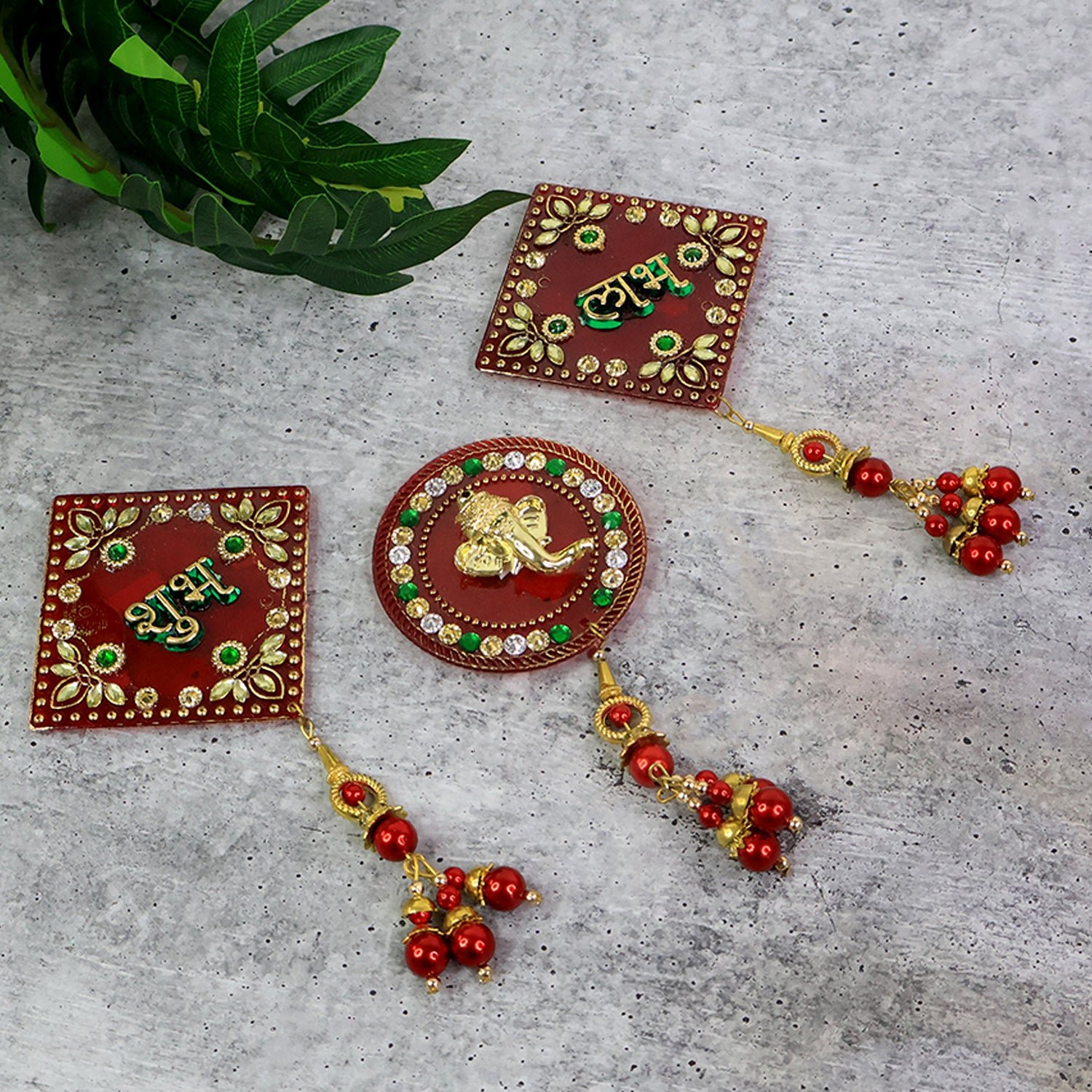 Shubh Labh Ganesh Wall Hanging Set – Auspicious 3-Piece Decor