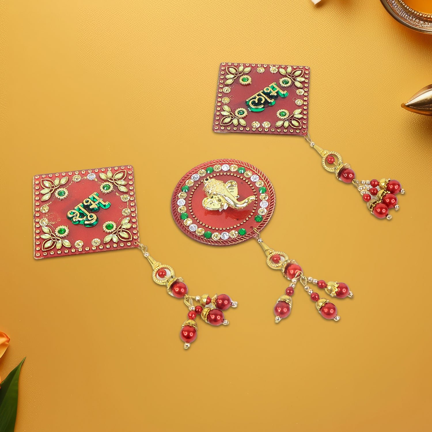 Shubh Labh Ganesh Wall Hanging Set – Auspicious 3-Piece Decor