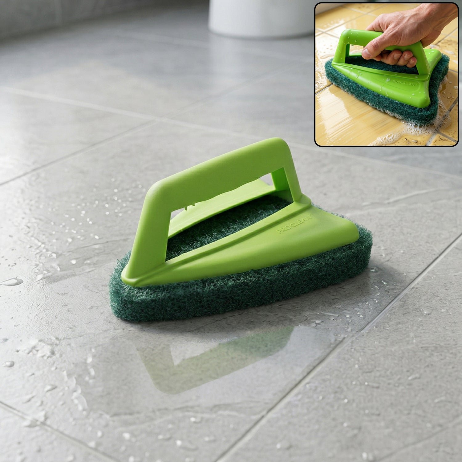 Bathroom Tile Scrubber – Abrasive Head & Handle | Pro Clean