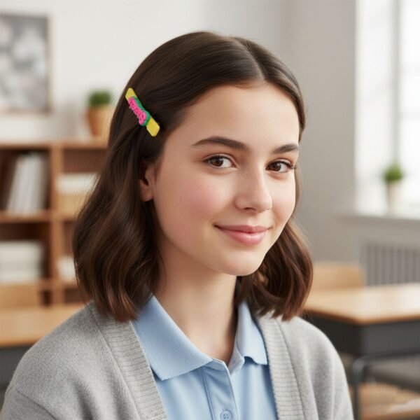 SweetHairclip-03 Sweet Text Hair Clip Set – Trendy Lightweight Fashion Pins (4 Pc)