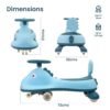 Kids Swing Car Ride On Toy with Music, Blue Shark Design Magic Twist Car (1 Pc)
