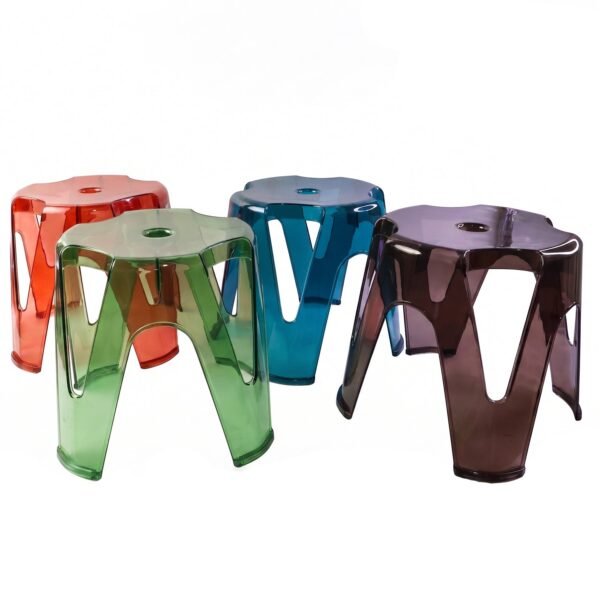 Transparent Plastic Stool Set – Indoor Outdoor Stackable 4 Pc