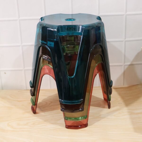 Transparent Plastic Stool Set – Indoor Outdoor Stackable 4 Pc