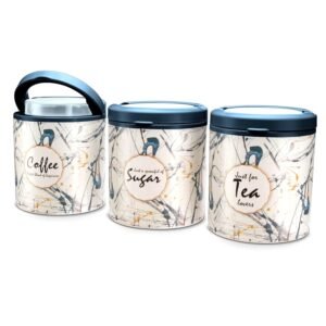 Plastic Tea Coffee Sugar Storage Set – Airtight & Stylish 3 Pc