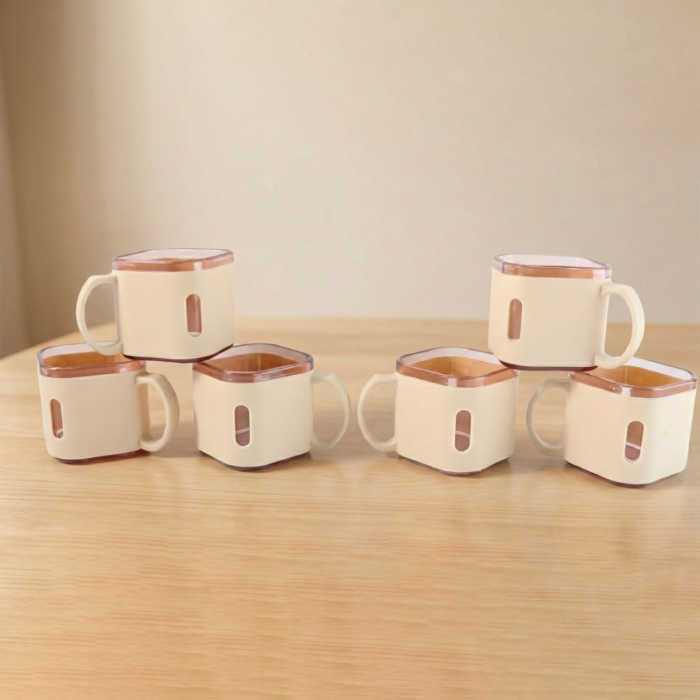 Square Tea Cup Set – Premium 6-Piece Lightweight 150ml