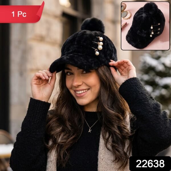 Winter Fur Cap for Women – Stylish & Cozy Warmth with Pom Pom