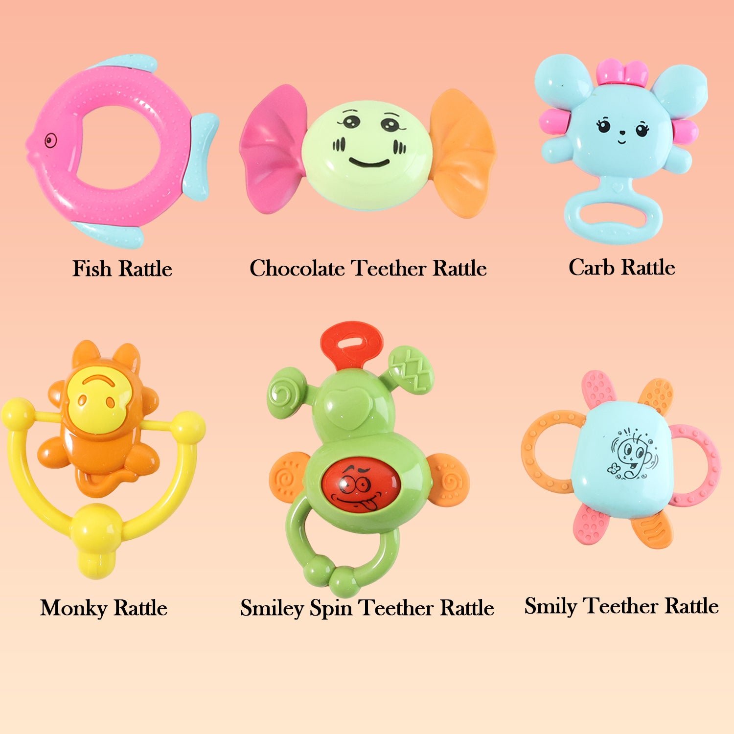 Baby Rattle Set – 6-in-1 Sensory Development Toys