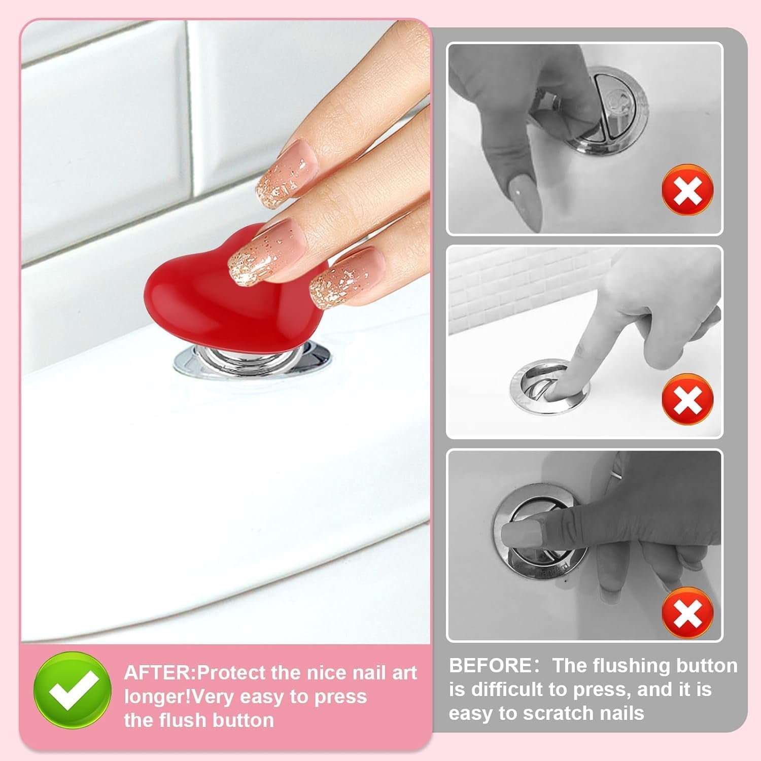 Heart-Shaped Toilet Flush Button – Stylish & Durable 4 Pc Set