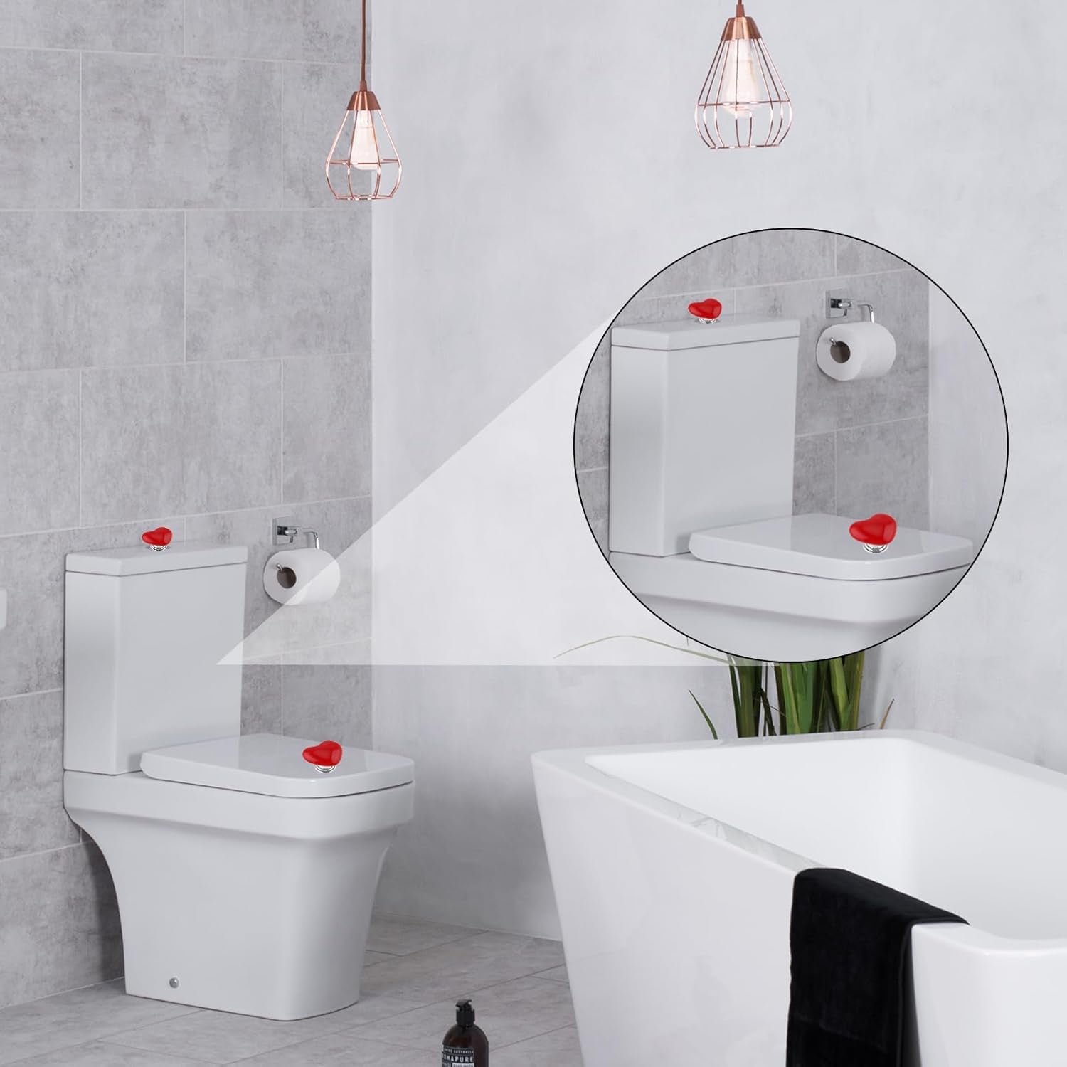 Heart-Shaped Toilet Flush Button – Stylish & Durable 4 Pc Set