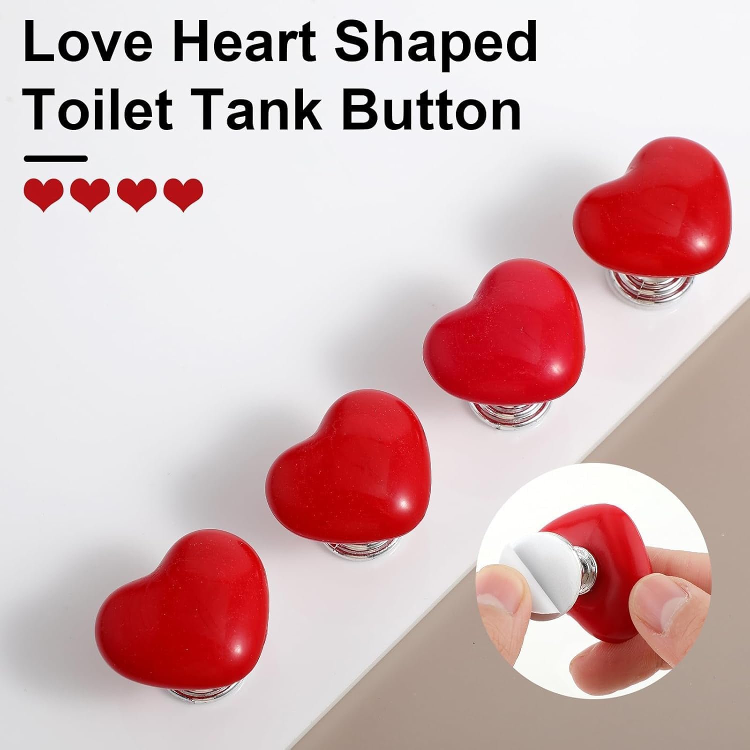 Heart-Shaped Toilet Flush Button – Stylish & Durable 4 Pc Set