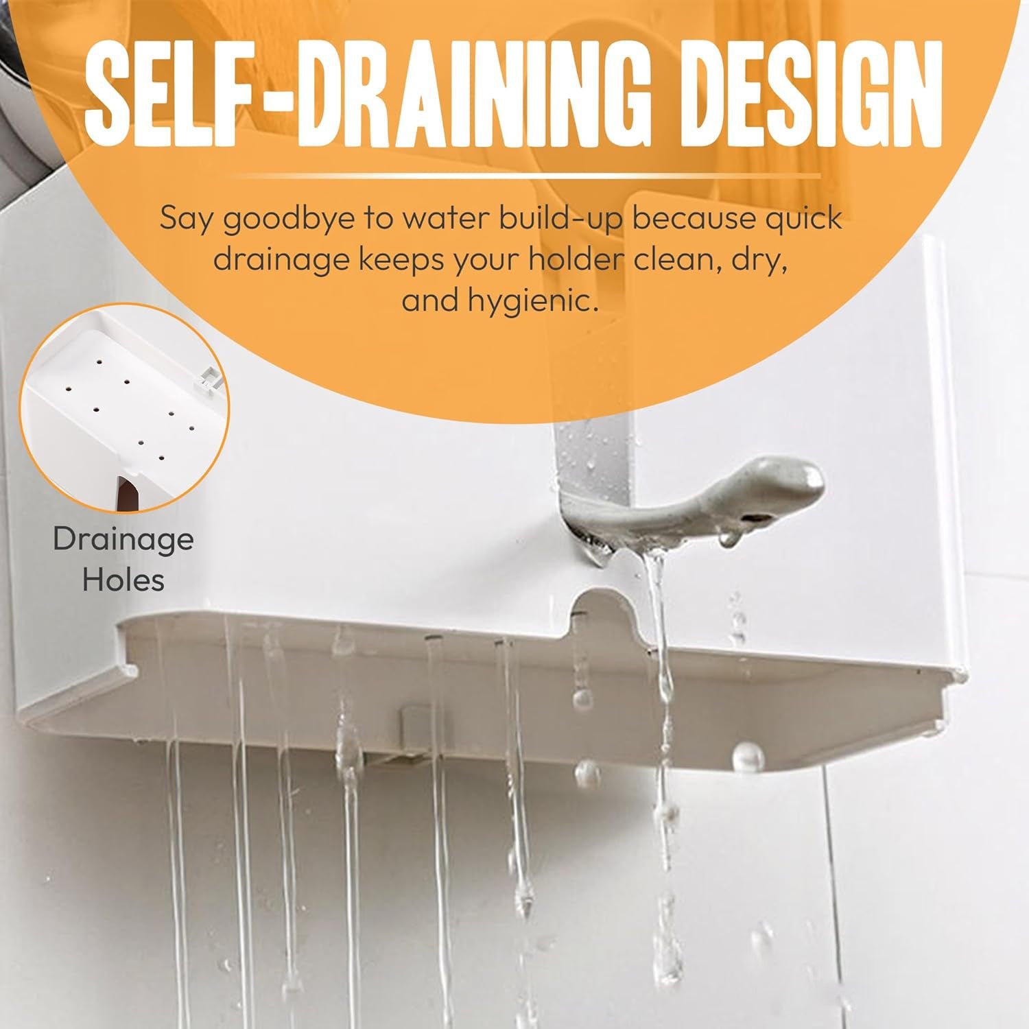 Wall Mounted Toothbrush Holder – 3 Compartments with Adhesive Install