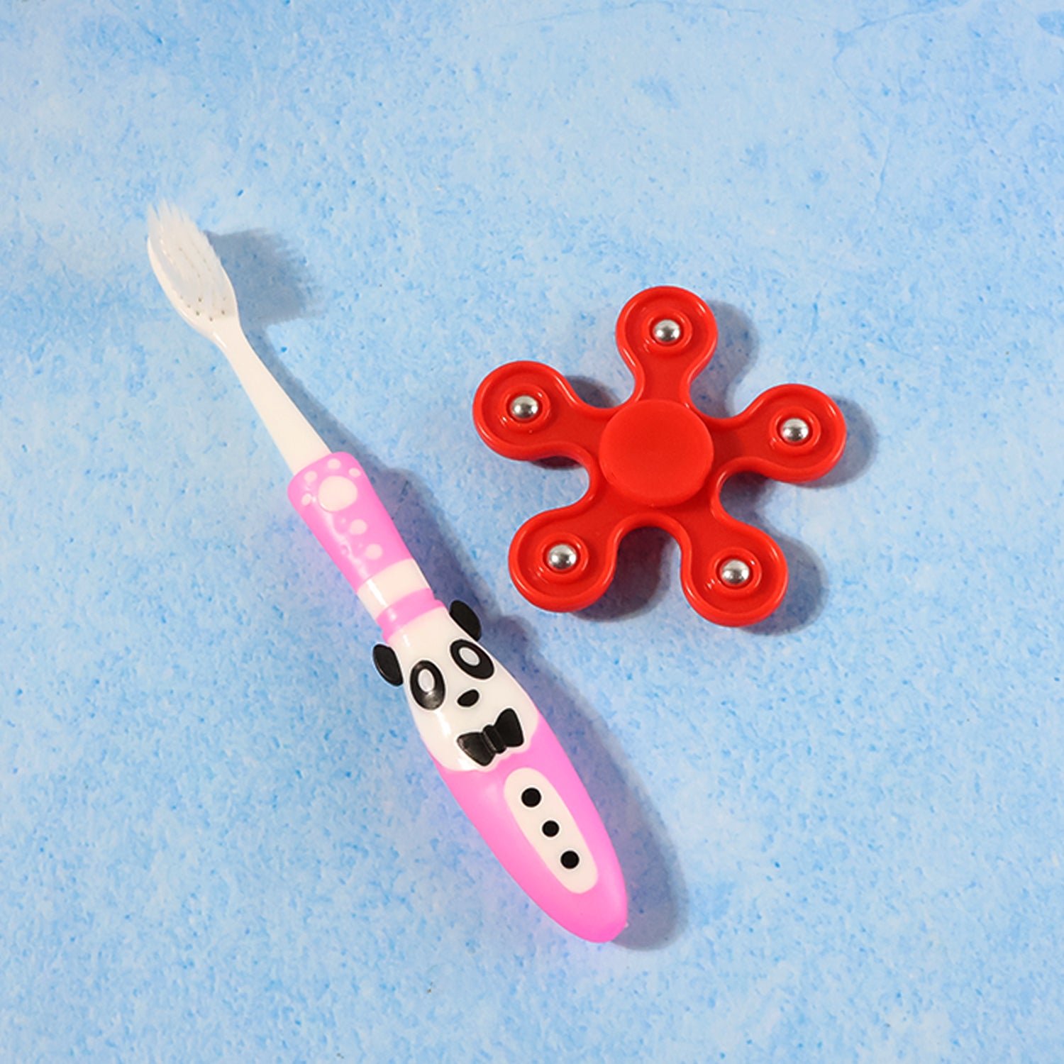 Kids Toothbrush – Fun Panda Design with Fidget Spinner Toy Set