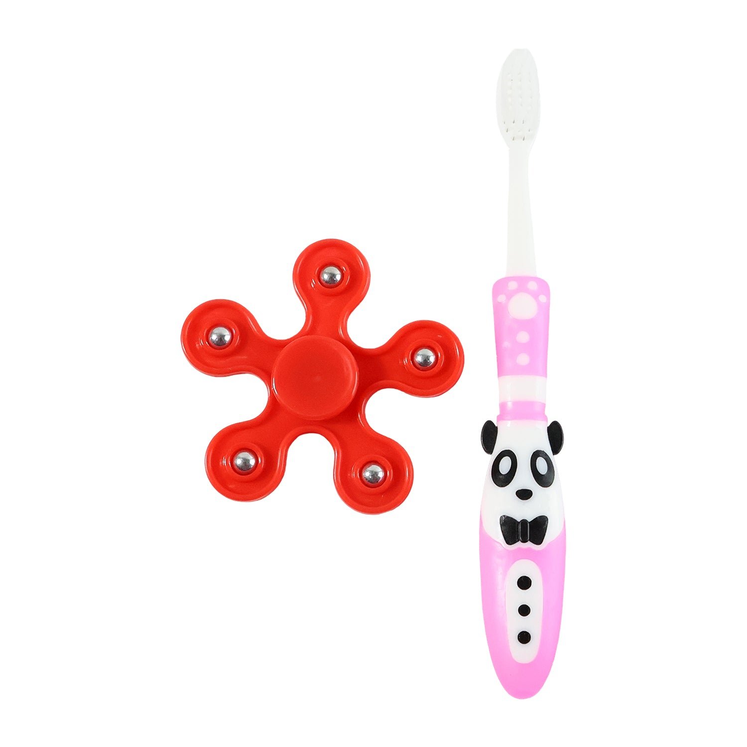 Kids Toothbrush – Fun Panda Design with Fidget Spinner Toy Set