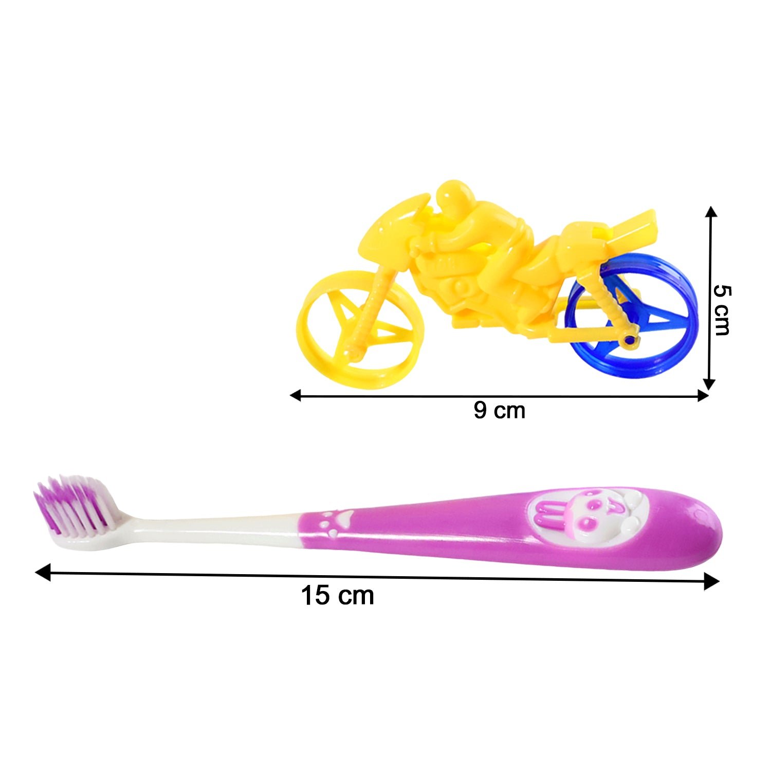 Kids Toothbrush – Panda Design with Fun Motorcycle Toy Set