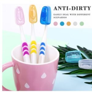 Toothbrush Head Cover Caps Set Travel Protective Hygiene Case (5 Pc Set)
