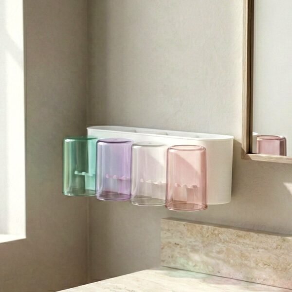 Wall Mounted Toothbrush Holder with Inverted Cups – Space Saving Organizer