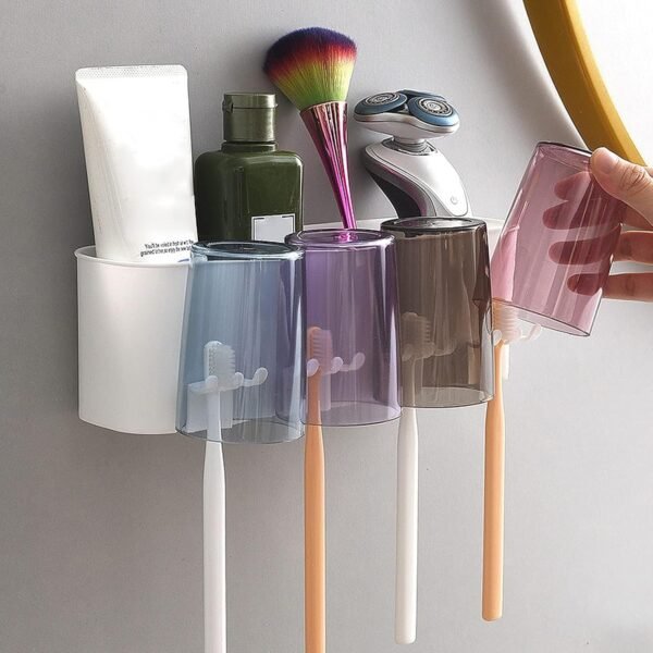 Wall Mounted Toothbrush Holder with Inverted Cups – Space Saving Organizer