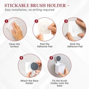 Wall Mounted Toothbrush Holder – No-Drill Space Saving Bathroom Organizer