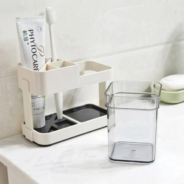 Multipurpose Toothbrush & Toothpaste Stand Holder – Space-Saving Organizer