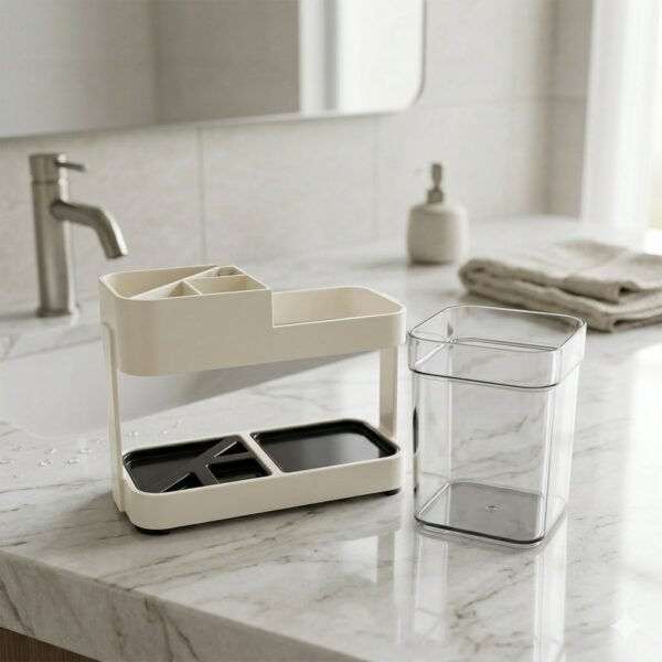 Multipurpose Toothbrush & Toothpaste Stand Holder – Space-Saving Organizer