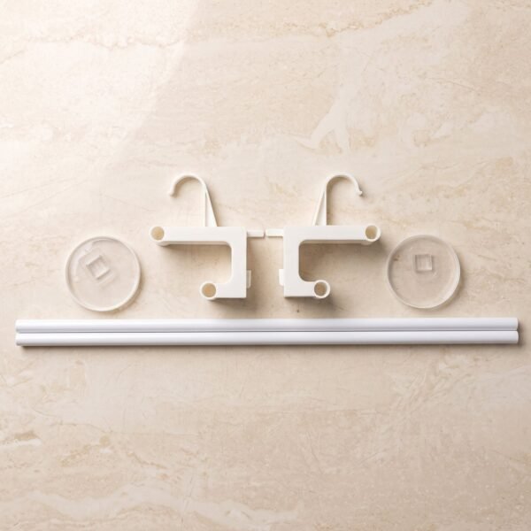 Wall Mounted Double Bar Towel Holder Rack with Side Hooks (1 Pc)