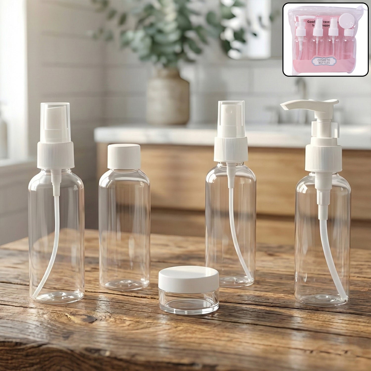 Travel-Bottling-Set-01 Travel Cosmetic Bottle Set – 5-in-1 Refillable Toiletry Containers