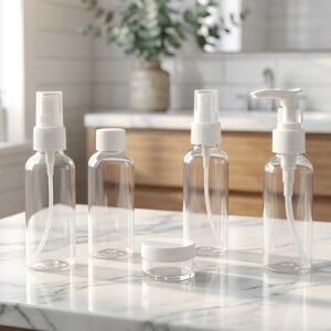 Travel Cosmetic Bottle Set – 5-in-1 Refillable Toiletry Containers