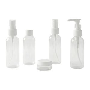 Travel Cosmetic Bottle Set – 5-in-1 Refillable Toiletry Containers