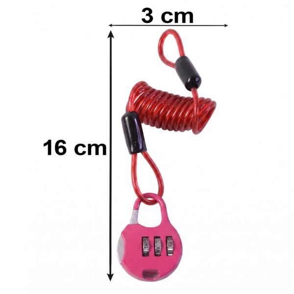 3 Digit Combination Helmet Cable Lock with Coiled Wire for Travel Safety (1 Pc)