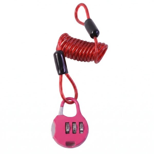3 Digit Combination Helmet Cable Lock with Coiled Wire for Travel Safety (1 Pc)