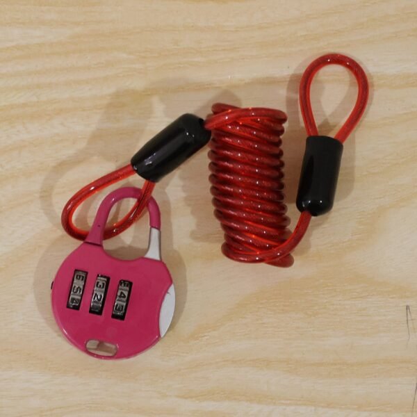 3 Digit Combination Helmet Cable Lock with Coiled Wire for Travel Safety (1 Pc)