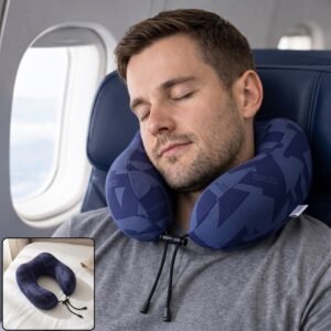 U-Shaped Travel Neck Pillow, Memory Foam Support Pillow with Adjustable Toggle (1 Pc)