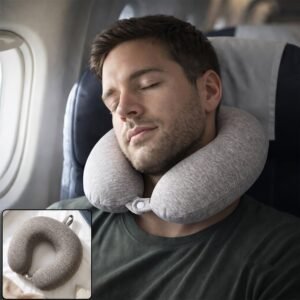 U Shaped Soft Travel Neck Pillow Grey Melange Head Neck Support (1 Pc)