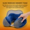 U Shaped Memory Foam Neck Pillow Blue Grey Travel Pillow with Snap (1 Pc)