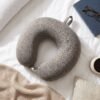 TravelNeckPillow01-03_0f35d7b8-091f-408c-b707-8a767a979f36.jpg U Shaped Soft Travel Neck Pillow Grey Melange Head Neck Support (1 Pc)