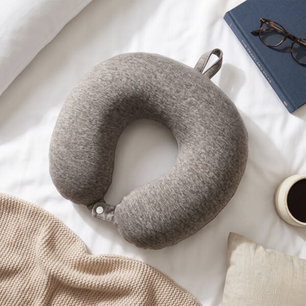 TravelNeckPillow01-03_0f35d7b8-091f-408c-b707-8a767a979f36.jpg U Shaped Soft Travel Neck Pillow Grey Melange Head Neck Support (1 Pc)
